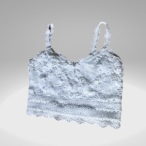 Cute White Floral Embroidered Midi Top